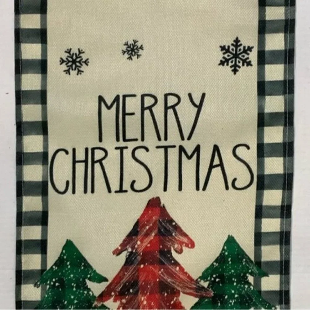 Table Runner Christmas Farmhouse Merry Christmas Buffalo Plaid Check Black White